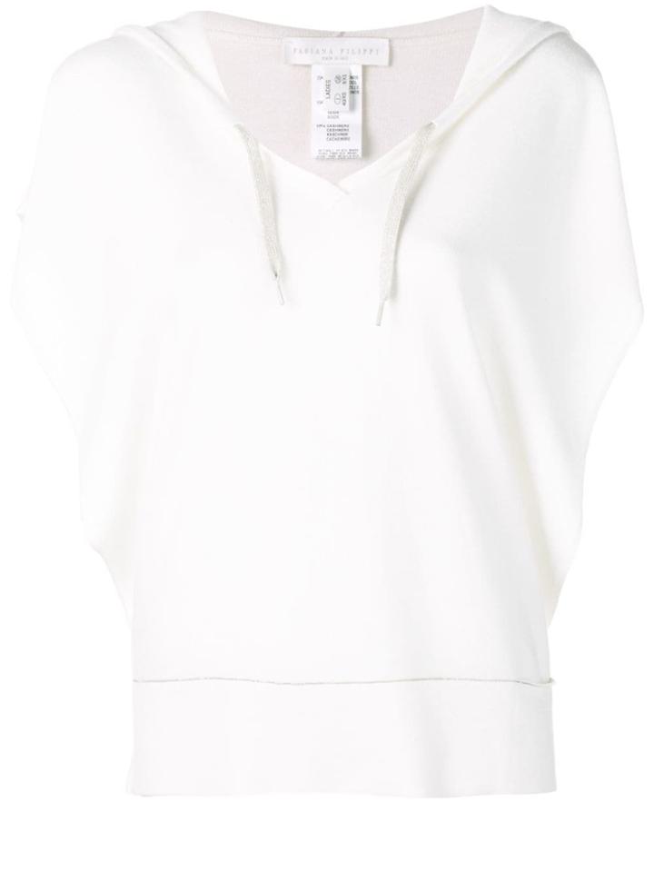 Fabiana Filippi Drawstring Hooded Knit Top - White