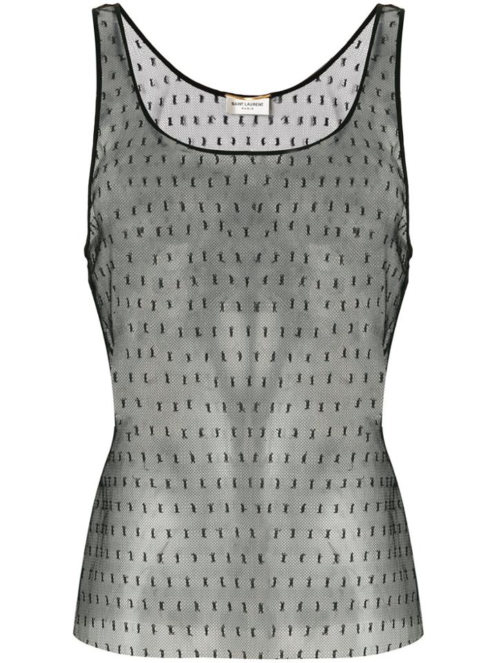 Saint Laurent Trasnparent Design Top - Black