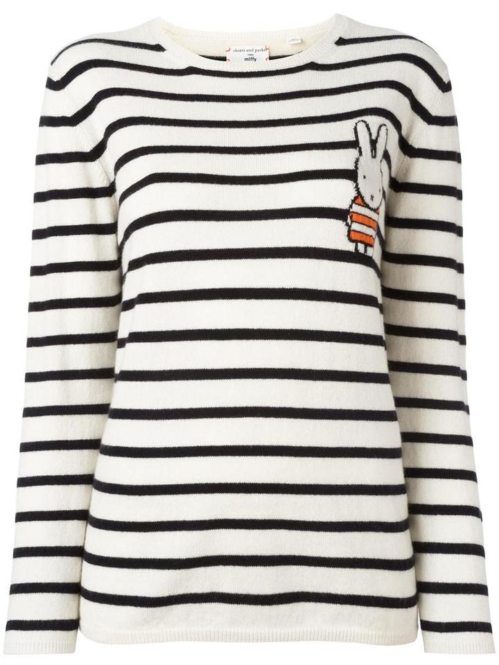 Chinti And Parker Striped Miffy Jumper, Women's, Size: Medium, White, Cashmere