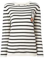 Chinti And Parker Striped Miffy Jumper, Women's, Size: Medium, White, Cashmere