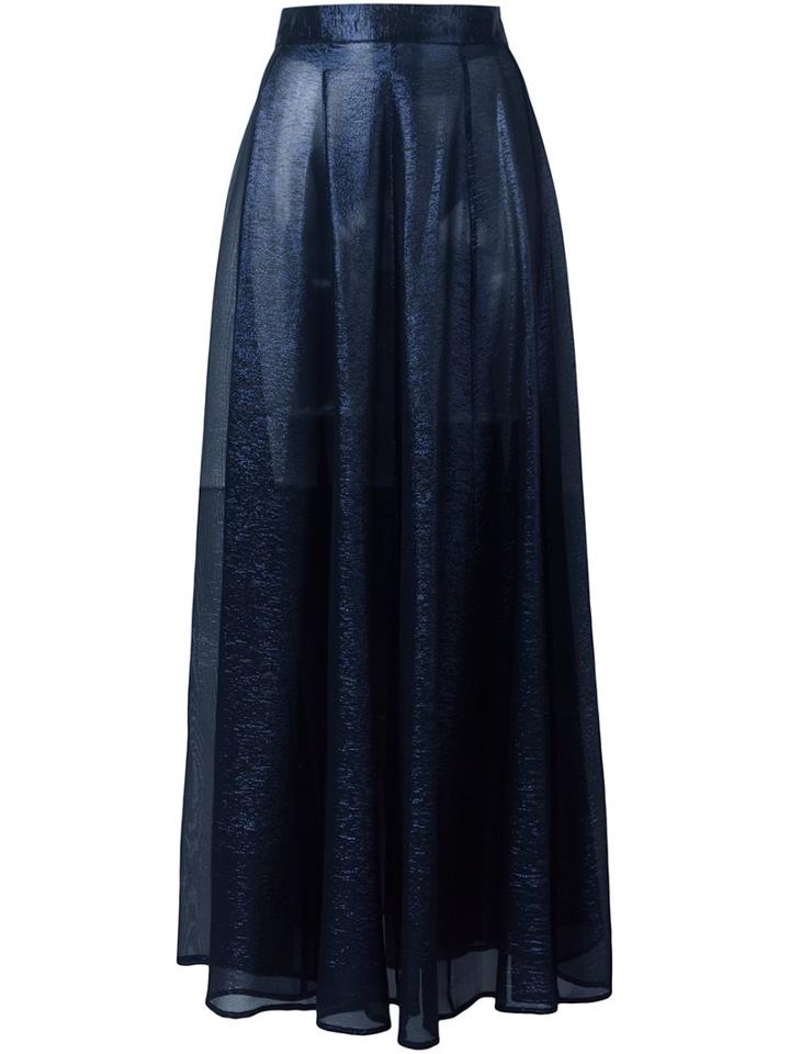Michel Klein Sheer A-line Skirt, Women's, Size: 38, Blue, Silk/lurex