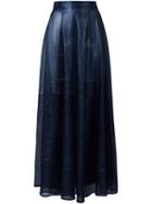 Michel Klein Sheer A-line Skirt, Women's, Size: 38, Blue, Silk/lurex
