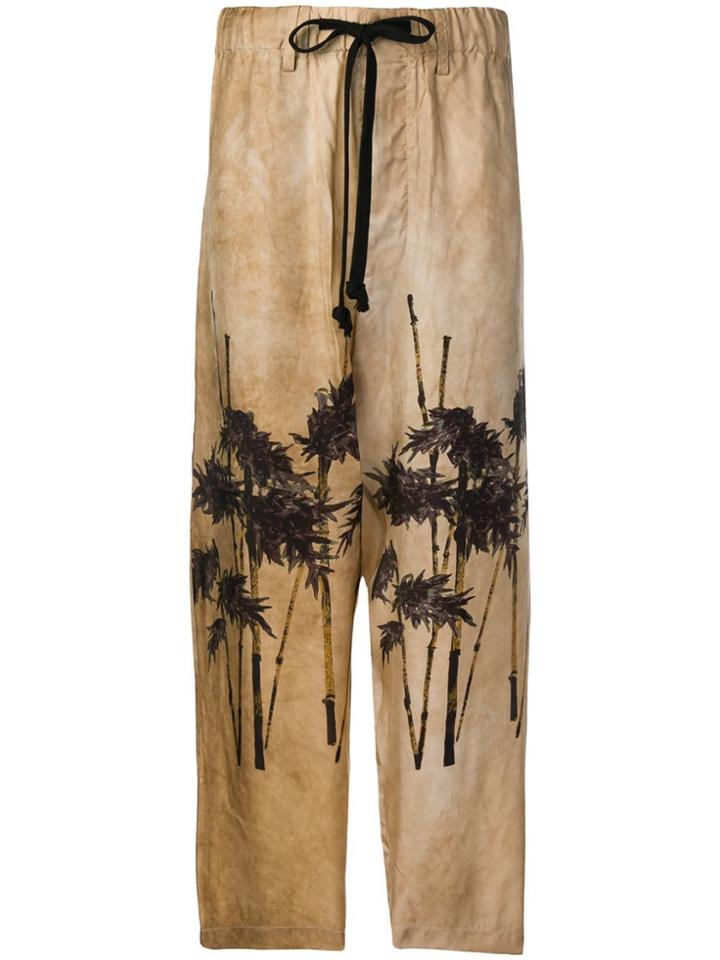 Uma Wang Tree Print Drawstring Trousers - Neutrals
