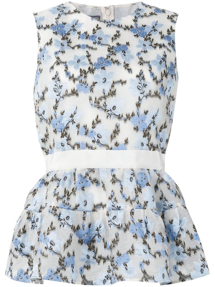 Alexander Mcqueen Floral Peplum Top, Women's, Size: 40, Blue, Polyester/silk/polyamide/viscose