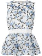 Alexander Mcqueen Floral Peplum Top, Women's, Size: 40, Blue, Polyester/silk/polyamide/viscose