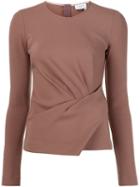 Lanvin Draped Jersey Top, Women's, Size: 38, Brown, Cotton/polyamide/spandex/elastane