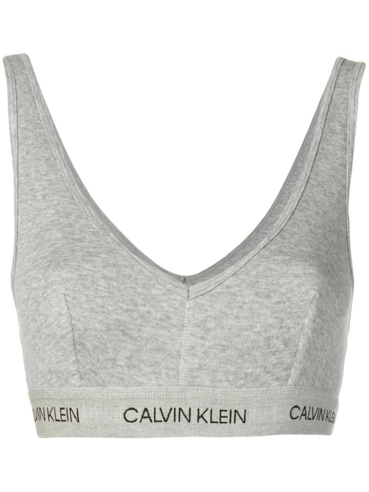 Calvin Klein Contrast Logo Bralette - Grey