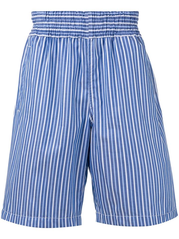 Comme Des Garçons Shirt - Striped Shorts - Men - Cotton - M, Blue, Cotton