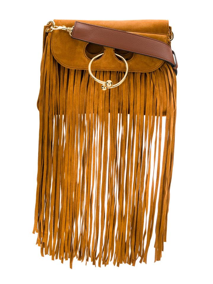 J.w.anderson - Small Pierce Fringed Shoulder Bag - Women - Calf Suede/metal - One Size, Brown, Calf Suede/metal