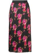 Liu Jo Floral Print Pleated Skirt - Black