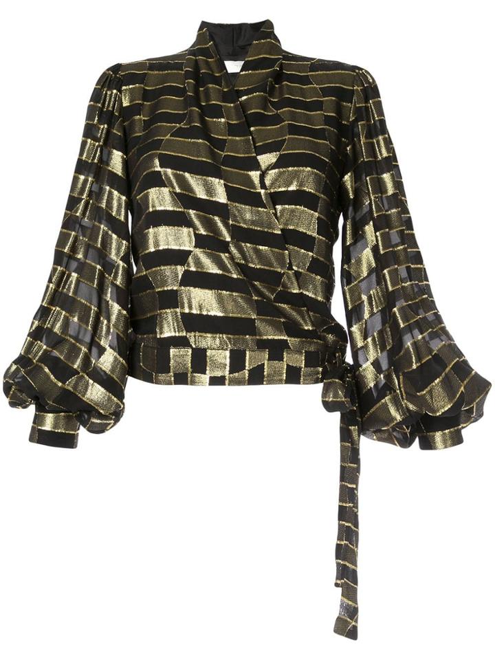 Stine Goya Geometric Print Wrap Blouse - Black