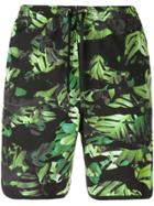 Neil Barrett Camo-leaf Print Swim Shorts - Black