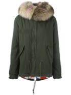 Mr & Mrs Italy Mink And Raccoon Fur Lined Jacket, Women's, Size: Xxs, Green, Cotton/lamb Skin/mink Fur/viscose