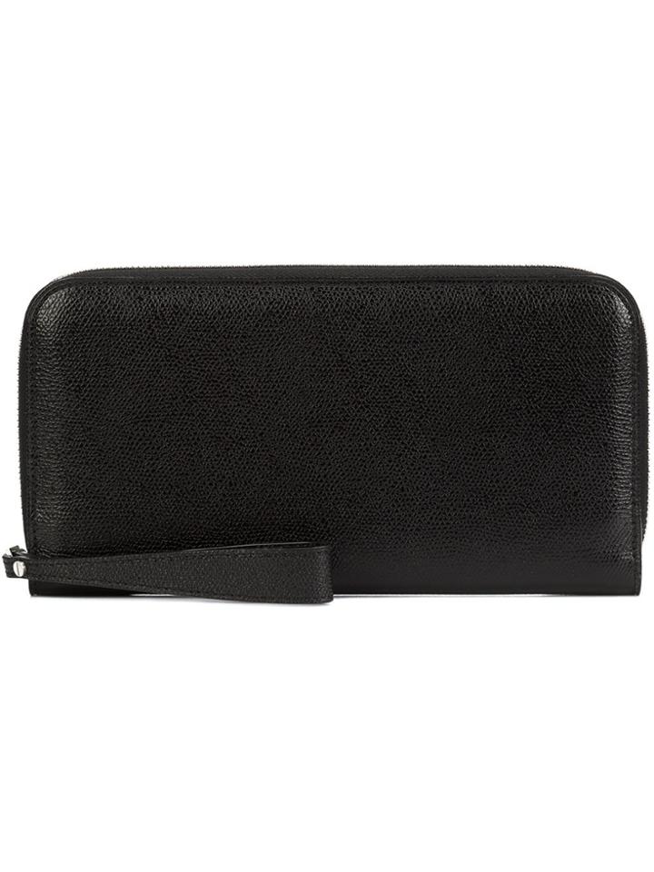 Valextra Organized Zip Around Wallet - Black