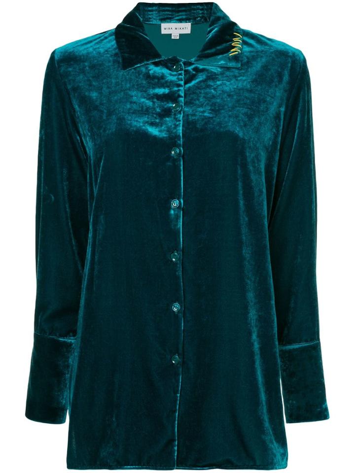 Mira Mikati Velvet Pyjama Top - Blue