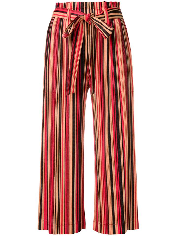 Pleats Please By Issey Miyake Striped Cropped Trousers - Multicolour