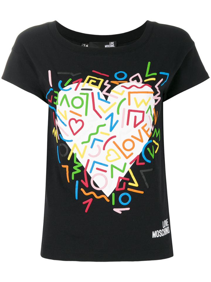 Love Moschino Heart Print T-shirt - Black