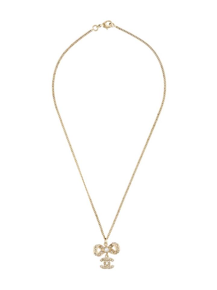 Chanel Vintage Cc Bow Pendant Necklace
