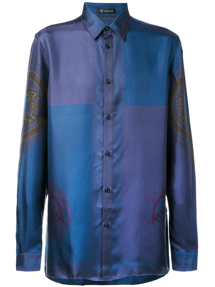 Versace - Neoclassic Print Shirt - Men - Silk - 40, Blue, Silk
