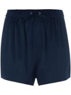 T By Alexander Wang Drawstring Shorts, Women's, Size: 4, Blue, Silk/spandex/elastane