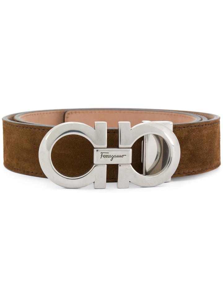Salvatore Ferragamo Double Gancio Buckle Belt - Brown