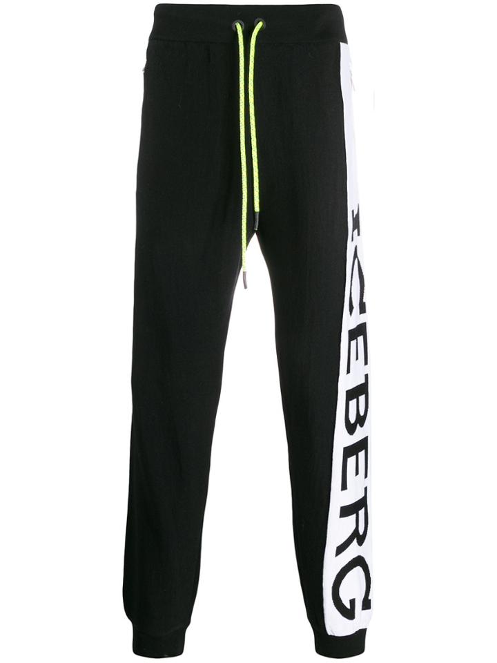 Iceberg Elasticated Waist Logo Trousers - Black