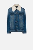 Ami Alexandre Mattiussi Denim Jacket With Shearling, Men's, Size: Small, Blue, Cotton/sheep Skin/shearling