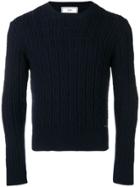 Ami Paris Cable Knit Crewneck Sweater - Blue