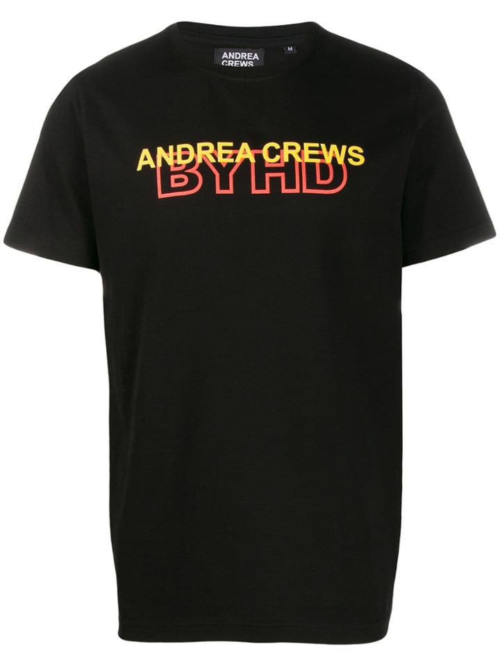 Andrea Crews Logo Print Crew Neck T-shirt - Black