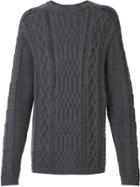 Maison Margiela Distressed Cable Knit Jumper - Grey