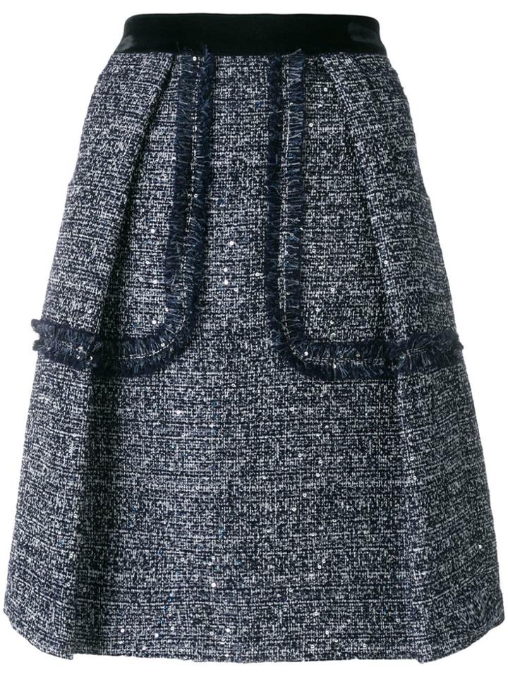 Talbot Runhof Sequinned Tweed Skirt - Blue