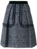 Talbot Runhof Sequinned Tweed Skirt - Blue
