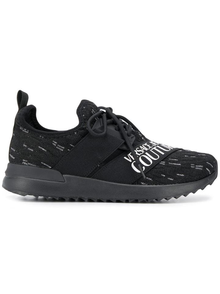 Versace Jeans Couture Logo Print Low Top Sneakers - Black
