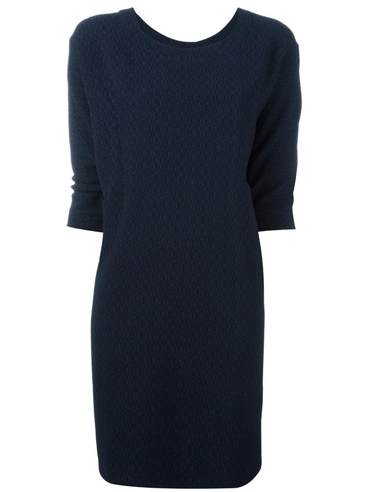 Acoté Waist Pockets Shift Dress, Women's, Size: 1, Blue, Polyester/spandex/elastane
