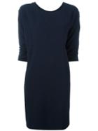 Acoté Waist Pockets Shift Dress, Women's, Size: 1, Blue, Polyester/spandex/elastane