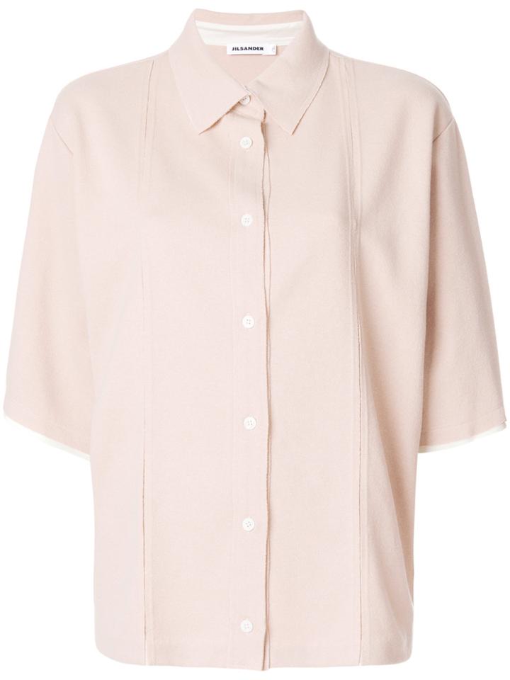 Jil Sander Oversized Contrast-trim Shirt - Nude & Neutrals