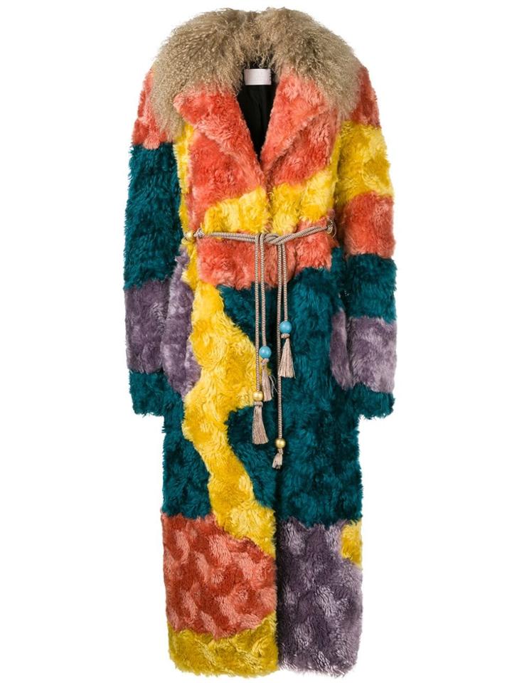 Peter Pilotto Multicoloured Shearling Coat - Yellow