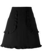 Red Valentino Frill Pocket Skirt, Women's, Size: 38, Black, Acetate/polyester/spandex/elastane