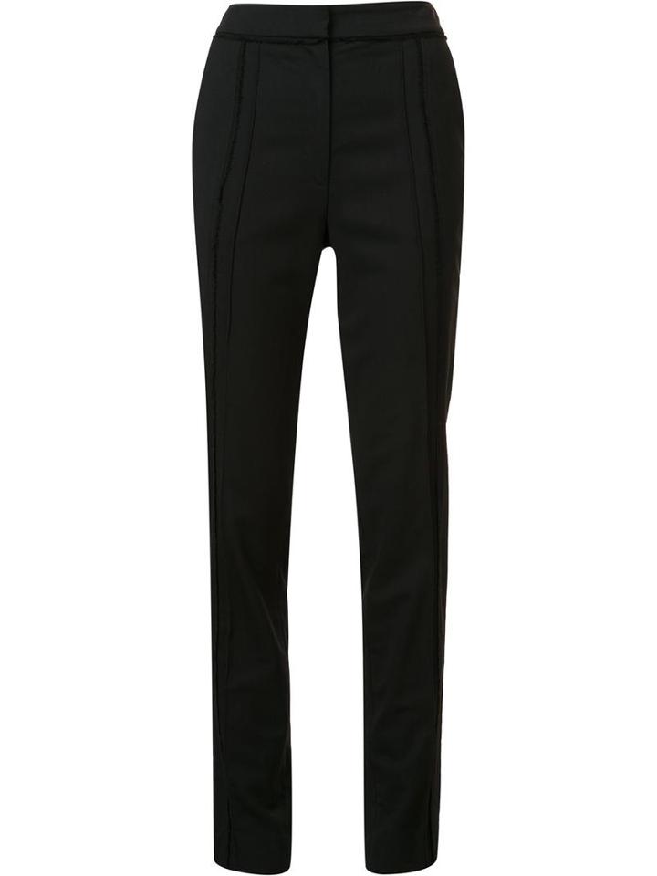 Jason Wu - Frayed Panelled Tailored Trousers - Women - Viscose - 10, Black, Viscose