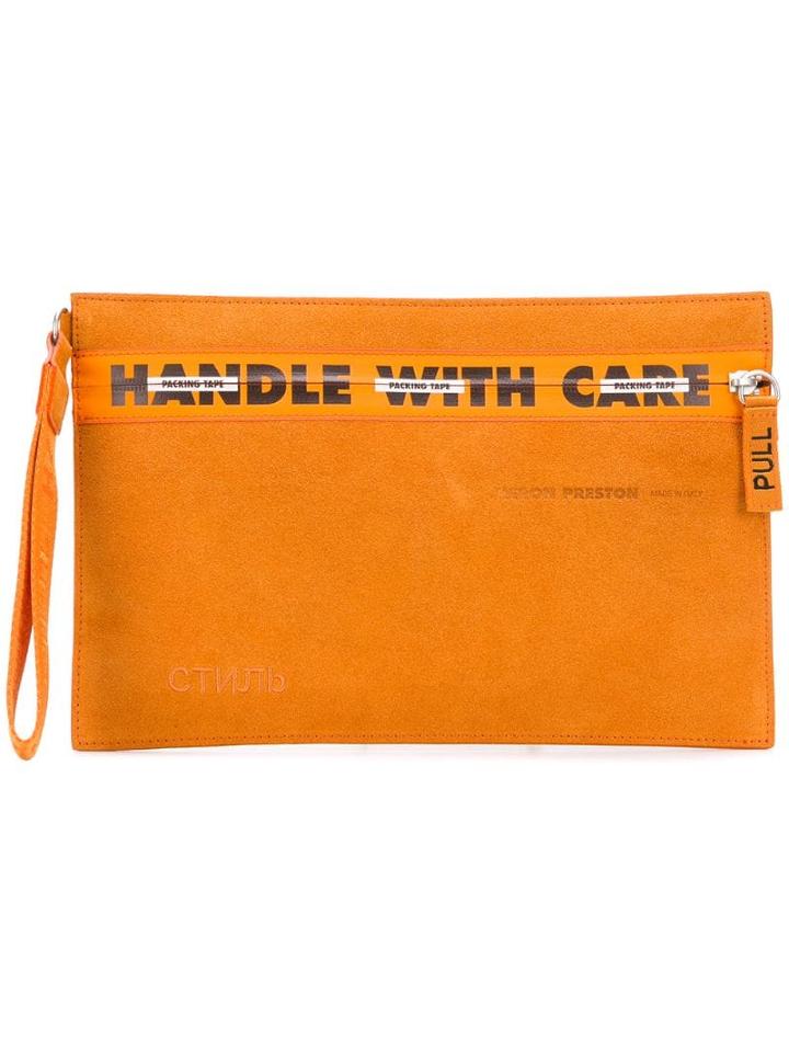 Heron Preston Handle With Care Clutch - Orange
