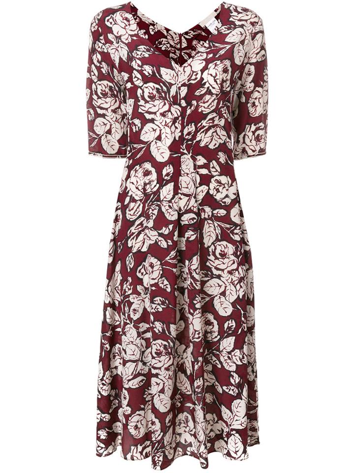 's Max Mara Rose Print Dress - Red