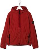 Stone Island Junior Teen Padded Logo Raincoat - Red