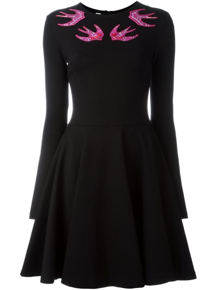 Mcq Alexander Mcqueen Embroidered Swallow Skater Dress