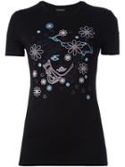 Versace Floral Medusa T-shirt, Women's, Size: 42, Black, Viscose/spandex/elastane