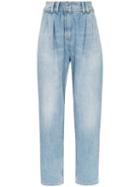 Balmain High-rise Pleat Tapered Jeans - Blue