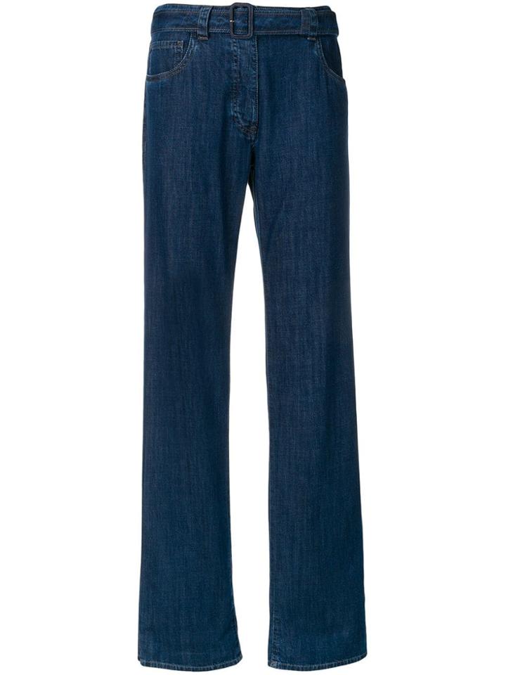 Prada Belted Straight-leg Jeans - Blue