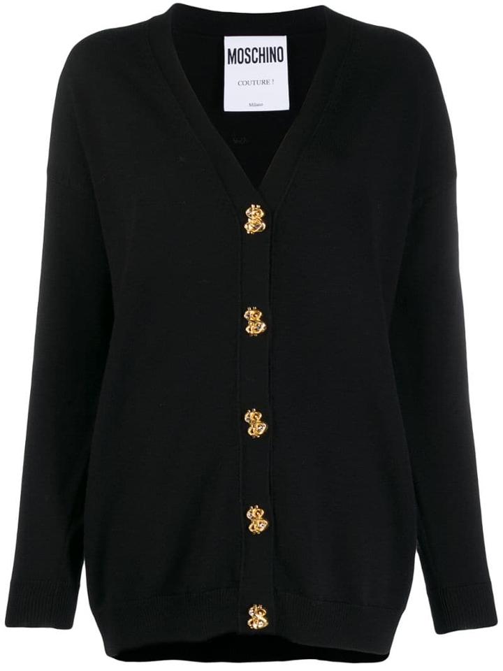 Moschino Button-down Fine Knit Cardigan - Black