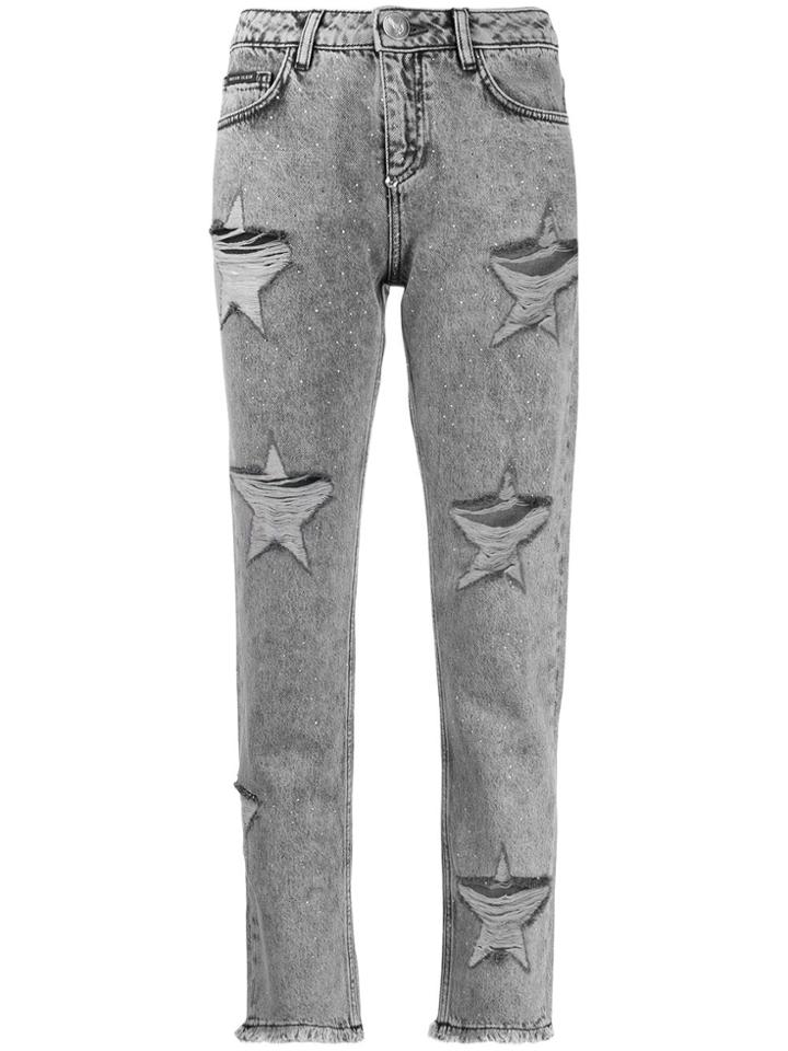 Philipp Plein Boyfriend Stars Distressed Jeans - Grey