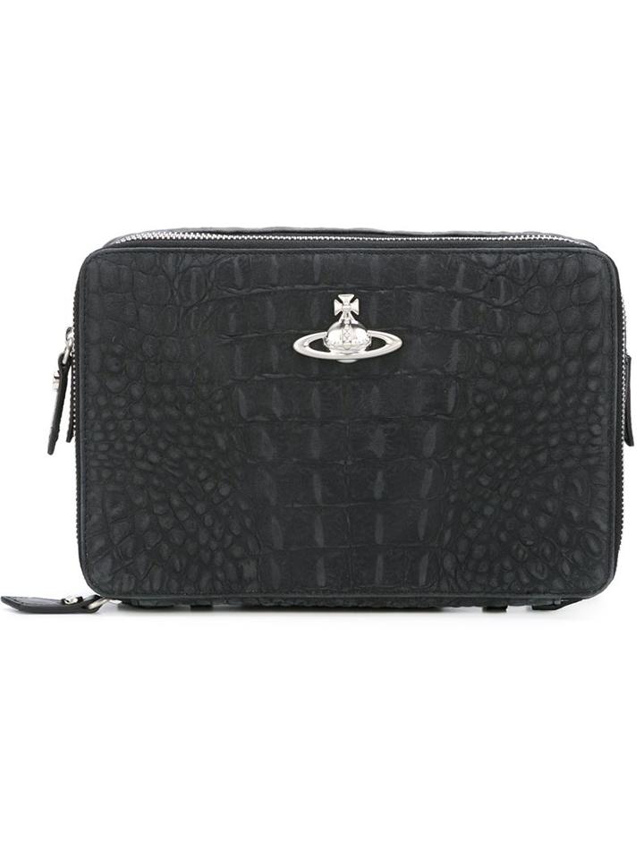 Vivienne Westwood Crocodile Effect Clutch, Women's, Black, Leather