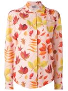 Arthur Arbesser Leaf Print Shirt, Women's, Size: 42, Pink/purple, Polyester/spandex/elastane